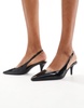 ASOS DESIGN Shake slingback kitten heels in black patent