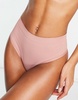 Lindex seamless ribbed high waist thong in dusky pink