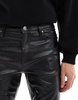 ASOS DESIGN skinny leather look pants in black