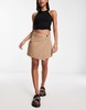 River Island wrap cargo mini skirt in dark beige