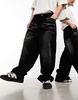 COLLUSION Wide leg cord pants in black