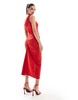 AX Paris slinky one shoulder knot detail maxi dress in red