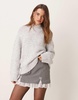 ASOS DESIGN wool blend high v neck sweater in ice gray