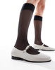 Walk London Bella Ballerinas In Off White Grain Leather