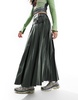 COLLUSION plaid maxi skirt kilt in green