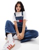 Tommy Jeans retro flag denim overalls in mid wash