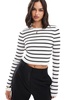 ASOS DESIGN knitted long sleeve top with crew neck in cream stripe