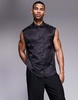 ASOS DESIGN satin sleeveless shirt in black