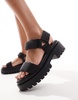 London Rebel wide fit chunky tech sandals in black