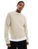 Cotton On stone heather cable knit sweater