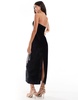 ASOS DESIGN structured bandeau velvet midi dress with contrast floral fringe embellishment in black