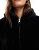 Bershka faux fur hooded jacket in black