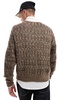 Cotton On vintage style knitted sweater in taupe pattern