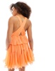 ASOS DESIGN plunge pleated tiered mini dress in coral