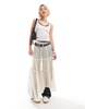 COLLUSION sheer tiered maxi skirt in off white ombre