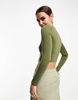 Cotton On cut out detail long sleeve crop top in khaki