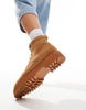 ASOS DESIGN lace up worker boots in tan