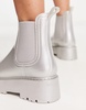 ASOS DESIGN Gadget chunky chelsea wellies in silver