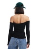 Cotton On staple ribbed ruched off the shoulder top in black