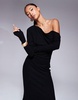 ASOS DESIGN supersoft slouchy fallen shoulder midaxi dress in black