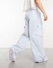 ASOS DESIGN ultra wide parachute cargo pants in light blue