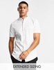 ASOS DESIGN slim sateen shirt with mandarin collar in white