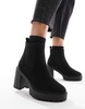 ASOS DESIGN Wide Fit Elma heeled chunky chelsea boots in black