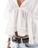 Free People low v neck floaty blouse with broderie in ivory