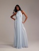 ASOS DESIGN Bridesmaids grecian draped halter maxi dress in light blue