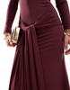 Bardot tie front maxi dress in plum