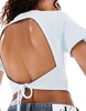 COLLUSION backless tie back crop top in blue