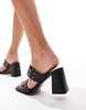 ASOS DESIGN Hide buckle detail mid block heeled sandals in black