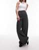 Topshop Tall high waist flood length pants in black