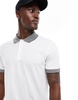 French Connection striped collar polo in white