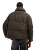 COLLUSION unisex puffer jacket in brown