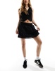 Cotton On mini boho tiered skirt with lace trim in black