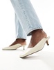 ASOS DESIGN Santiago premium leather squared toe mules in off-white