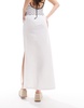 COLLUSION beach linen maxi skirt with bow in white