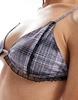 COLLUSION plaid bikini top with lace trim in purple - part of a set