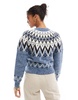 Bershka chunky Fairisle sweater in navy