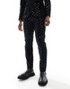 ASOS DESIGN skinny diamond sequin suit pants in black