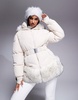 ASOS 4505 Ski belted puffer ski jacket with faux fur trim in cream