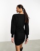 Vila stretch wrap bodycon mini dress in black