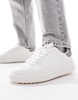 Bershka gray back tab sneakers in white