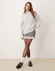 ASOS DESIGN wool blend high v neck sweater in ice gray