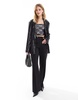 ASOS DESIGN sequin tie waist blazer in black