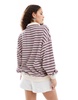 Lioness collar detail rugby jersey top in cream multi stripe