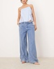 River Island tailored baggy jeans in midwash blue