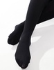 ASOS DESIGN Curve ribbed tights in black