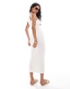 ASOS DESIGN ribbed strappy square neck midaxi dress in white